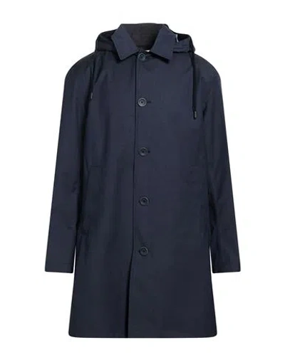 Herno Man Overcoat & Trench Coat Navy Size 40 Virgin Wool In Blue
