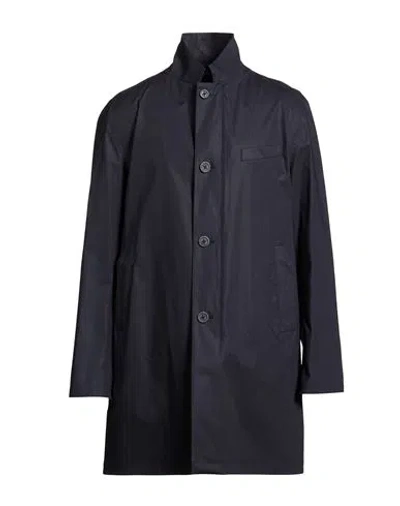 Herno Man Overcoat & Trench Coat Navy Size 46 Cotton, Elastane, Polyurethane In Black
