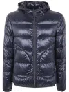 Herno Logo-patch Patent Padded Jacket In Blue