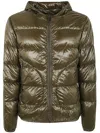 Herno Quilted Hooded Jacket Shiny Finish In Brown