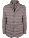 Herno Padded Jacket With Notched Lapel And Quilted Design In Grey