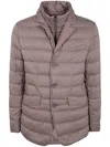 Herno Padded Jacket With Notched Lapel And Quilted Design In Dove