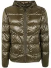 Herno Quilted Hooded Jacket Shiny Finish In Brown