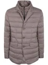 Herno Padded Jacket With Notched Lapel And Quilted Design In Grey