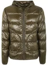Herno Quilted Hooded Jacket Shiny Finish In Brown