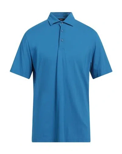 Herno Man Polo Shirt Azure Size 42 Cotton In Blue
