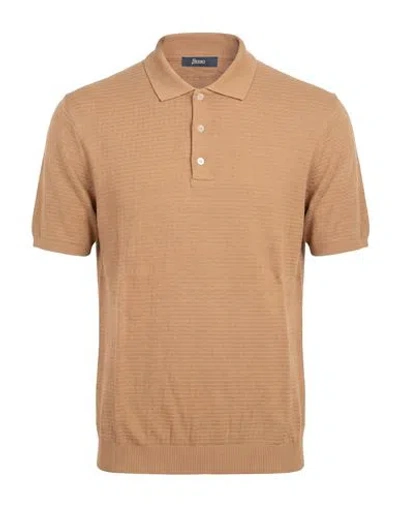Herno Man Polo Shirt Camel Size 40 Cotton, Cashmere In Brown