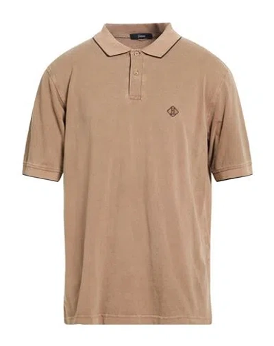Herno Man Polo Shirt Light Brown Size 44 Cotton