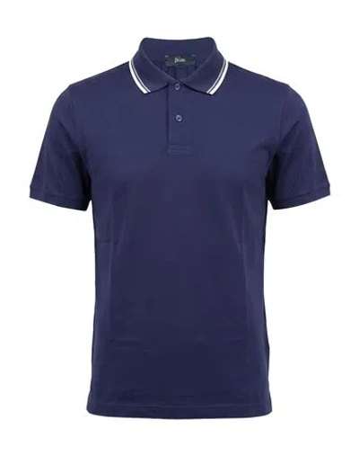 Herno Man Polo Shirt Navy Size 38 Cotton In Blue