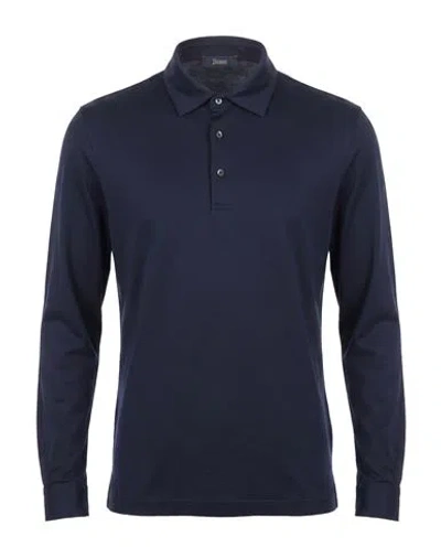 Herno Man Polo Shirt Navy Size 40 Cotton In Blue