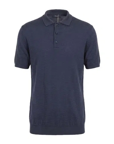 Herno Man Polo Shirt Navy Size 40 Cotton, Cashmere In Blue