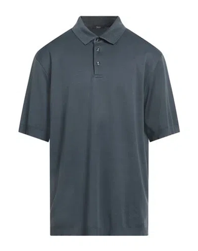 Herno Man Polo Shirt Navy Size 50 Cotton In Blue