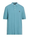 Herno Man Polo Shirt Turquoise Size 48 Cotton, Polyester In Blue