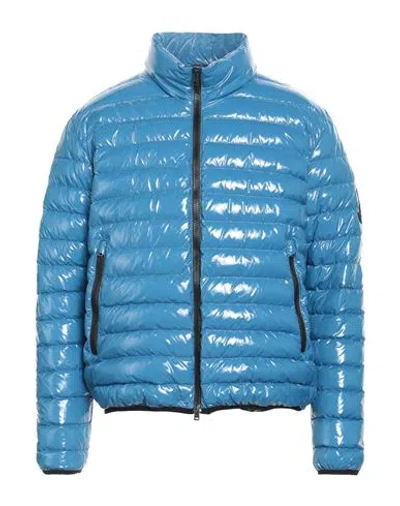 Herno Man Puffer Azure Size 42 Polyamide, Polyurethane, Elastane In Blue