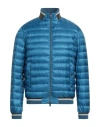 Herno Man Puffer Azure Size 38 Polyamide, Elastane In Blue