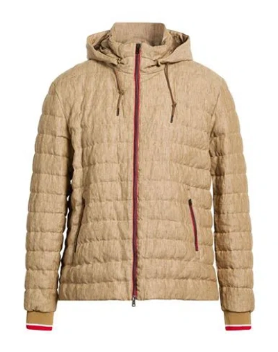 Herno Man Puffer Beige Size 44 Linen In Brown
