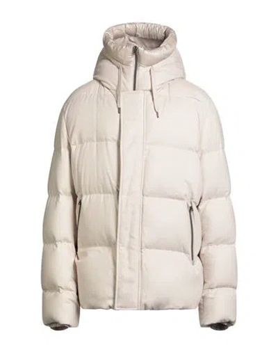 Herno Man Puffer Beige Size 50 Silk, Cashmere In White