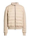 Herno Man Puffer Beige Size 50 Virgin Wool, Cashmere, Polyester, Polyamide, Polyurethane In Neutral