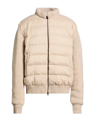 Herno Man Puffer Beige Size 50 Virgin Wool, Cashmere, Polyester, Polyamide, Polyurethane In Neutral