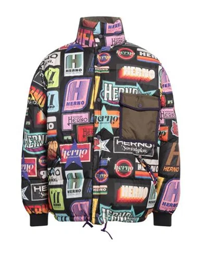Herno Man Puffer Black Size 38 Polyester, Polyamide, Elastane, Cotton, Viscose