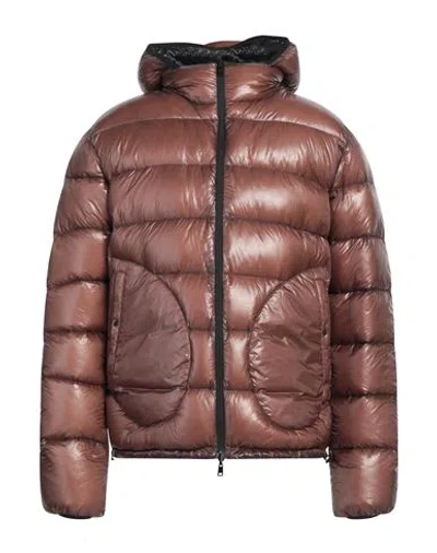 Herno Man Puffer Brown Size 44 Polyamide In Camel