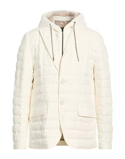 Herno Man Puffer Cream Size 44 Linen In White