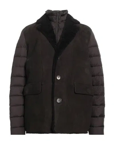 Herno Man Puffer Dark Brown Size 40 Polyamide, Polyurethane, Shearling