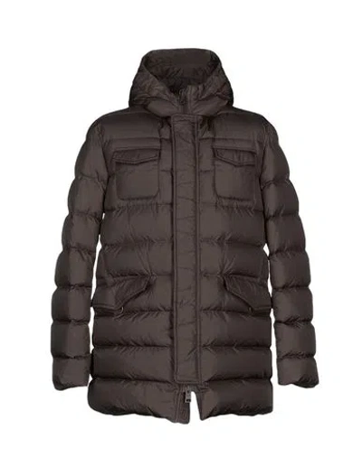 Herno Man Puffer Dark Brown Size 44 Polyamide In Metallic