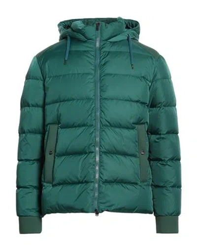 Herno Man Puffer Dark Green Size 40 Polyamide In Animal Print