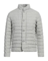 Herno Man Puffer Light Grey Size 40 Linen, Polyester In Grey