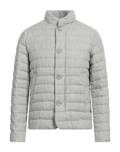 Herno Man Puffer Light Grey Size 40 Linen, Polyester
