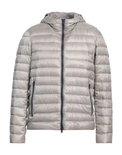 Herno Man Puffer Light Grey Size 40 Polyamide In Grey