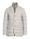 Herno Man Puffer Light Grey Size 40 Silk, Cashmere, Polyester In Gray