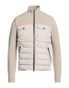 Herno Man Puffer Light Grey Size 44 Virgin Wool, Polyester In Neutral