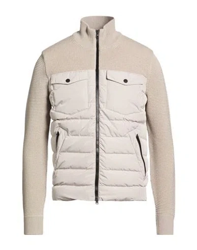 Herno Man Puffer Light Grey Size 44 Virgin Wool, Polyester In Neutral