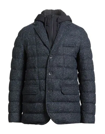 Herno Man Puffer Midnight Blue Size 44 Recycled Wool, Polyacrylic, Silk In Blue