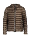 Herno Man Puffer Military Green Size 40 Polyamide In Brown