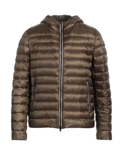 Herno Man Puffer Military Green Size 40 Polyamide In Brown