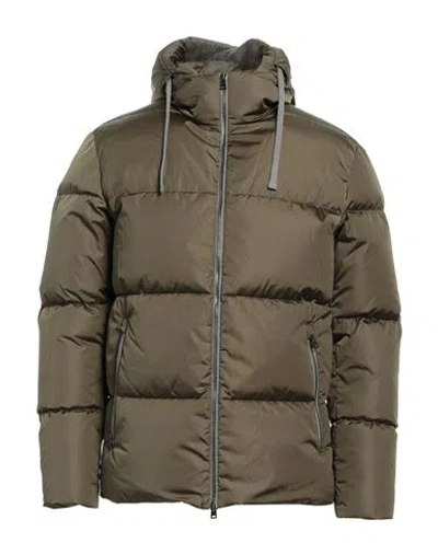 Herno Man Puffer Military Green Size 44 Polyamide In Brown