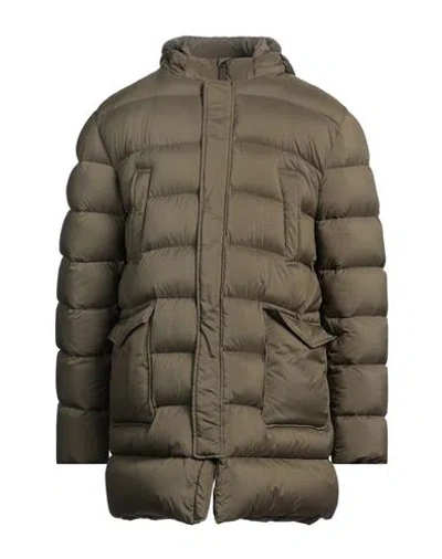 HERNO HERNO MAN PUFFER MILITARY GREEN SIZE 46 POLYAMIDE