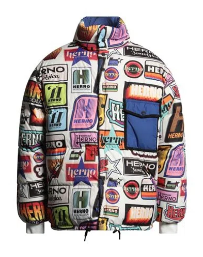 Herno Man Puffer Off White Size 40 Polyester, Polyamide, Elastane, Cotton, Viscose
