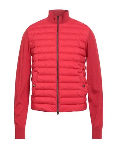 Herno Man Puffer Red Size 42 Virgin Wool, Silk, Polyamide In Multi