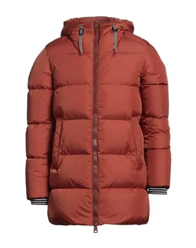 Herno Man Puffer Rust Size 40 Polyamide, Acrylic, Wool, Elastane In Red
