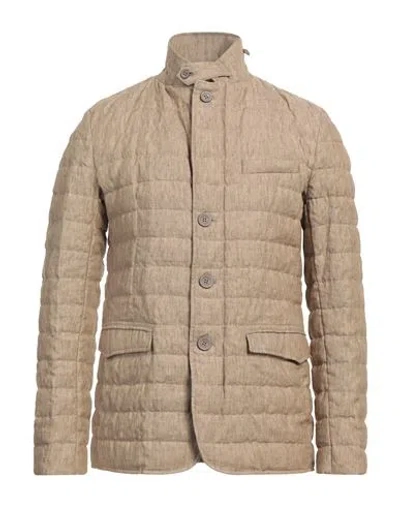 Herno Man Puffer Sand Size 40 Linen In Beige