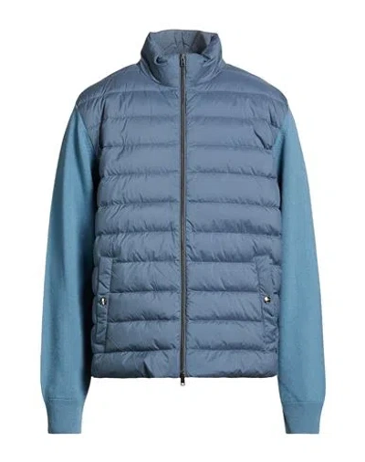 Herno Man Puffer Slate Blue Size 46 Wool, Polyester, Polyamide, Polyurethane