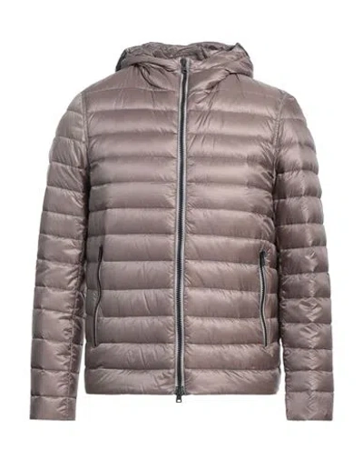 Herno Man Puffer Taupe Size 38 Polyamide In Grey