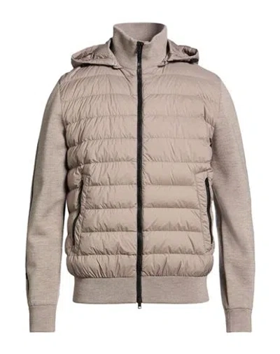 Herno Man Puffer Taupe Size 48 Virgin Wool In Gray