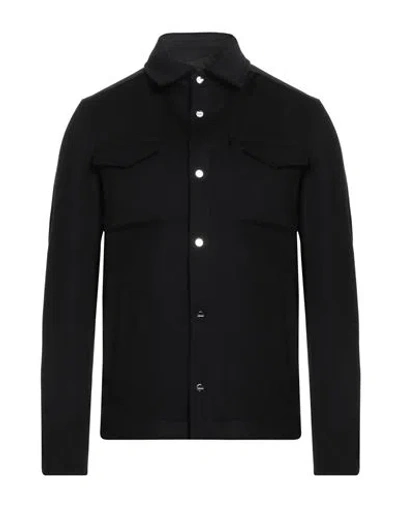 Herno Man Shirt Black Size 44 Virgin Wool, Cashmere