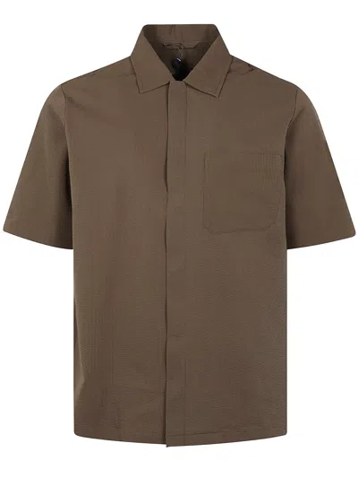 Herno Man Shirt Military Green Size 44 Polyester In Brown