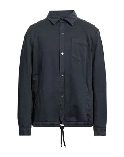 Herno Man Shirt Midnight Blue Size 46 Cotton, Linen